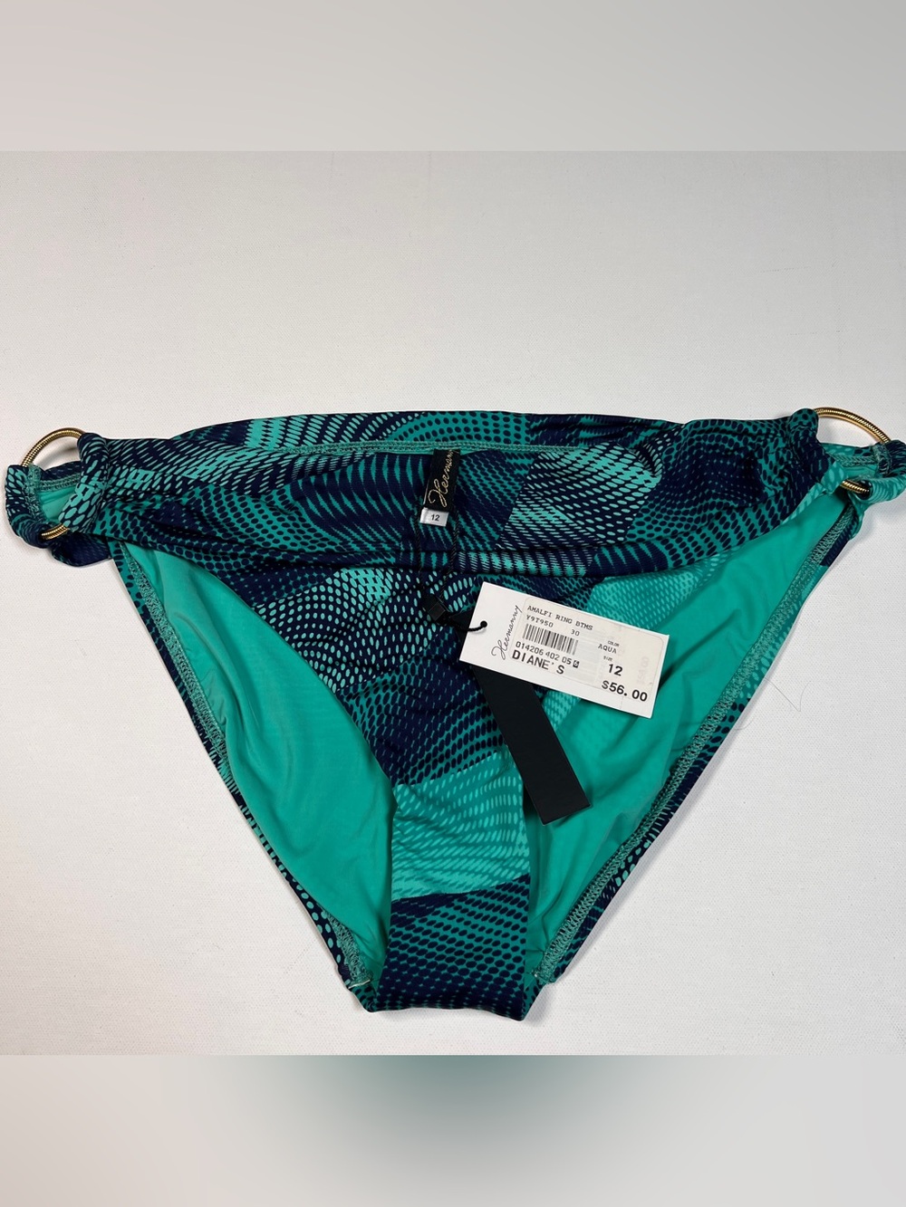 NWT Vix Paula Hermanny Amalfi Ring bikini bottoms aqua size 12